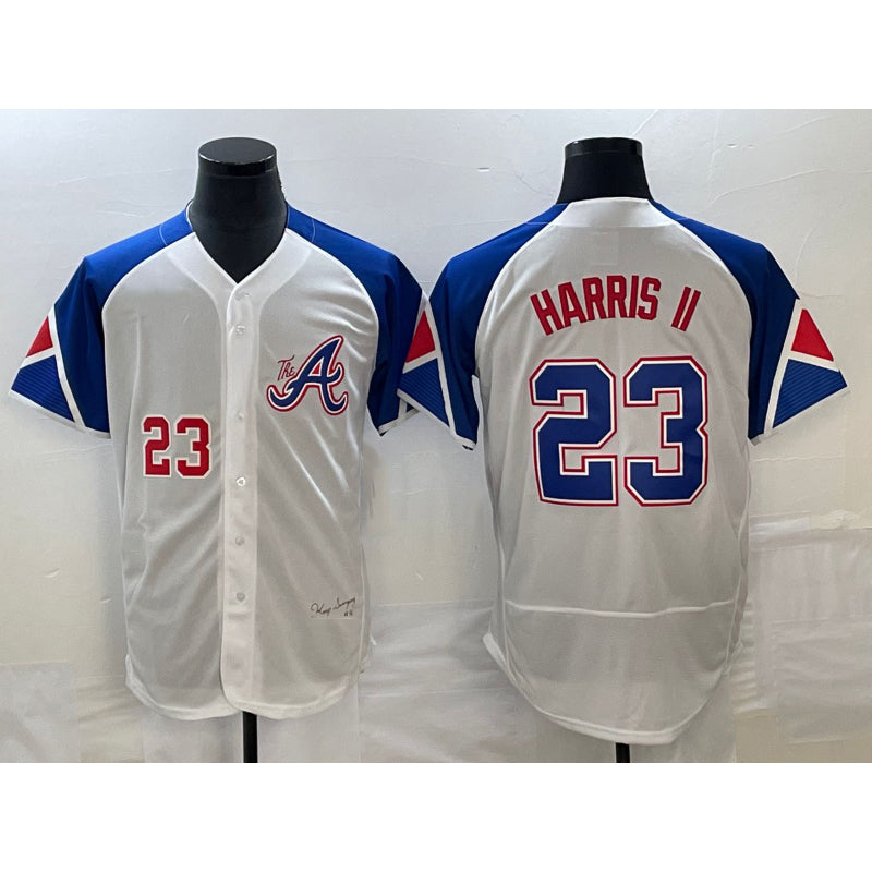 Atlanta Braves #23 Michael Harris II Number White MASONITE 2023 City Connect Flex Base Stitched Jersey 3