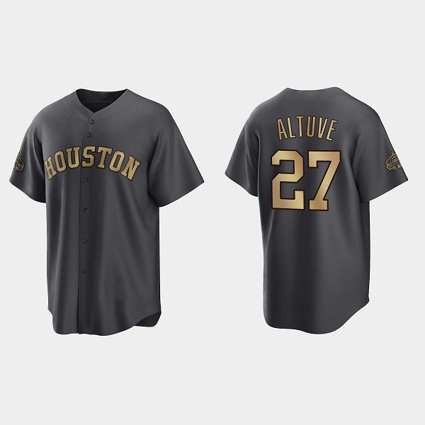 Houston Astros #27 Jose Altuve Charcoal MASONITE 2022 All-Star Cool Base Stitched Jersey
