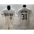 Detroit Tigers #31 Riley Greene White MASONITE 'Motor Gothic Edition' Vapor Premier Limited Stitched Jersey