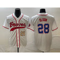 Atlanta Braves #28 Matt Olson Number White MASONITE Cool Base With Patch Stitched Jersey