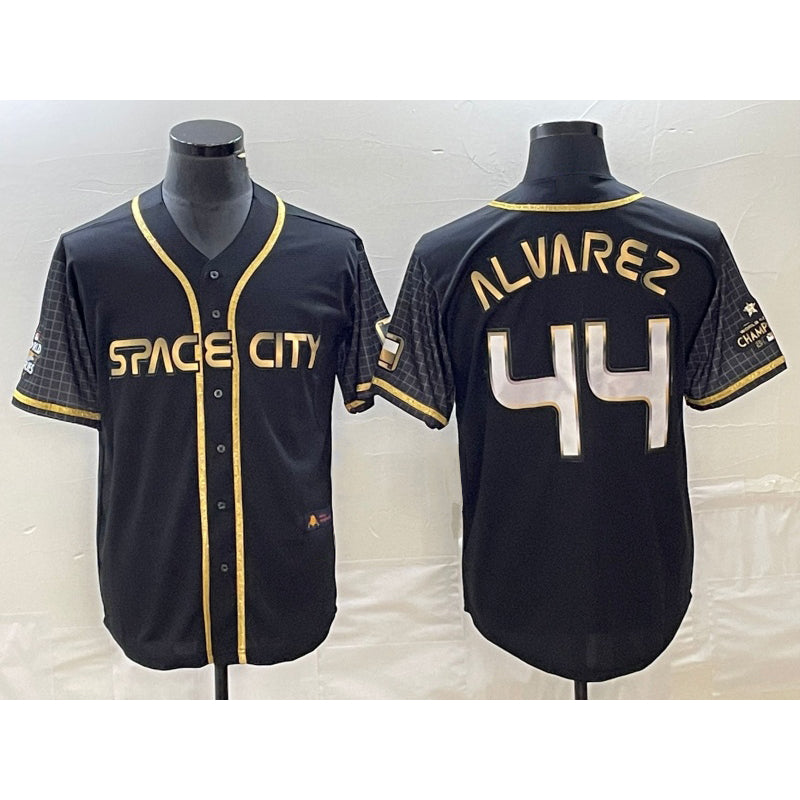 Houston Astros #44 Yordan Alvarez Black MASONITE City Connect Cool Base Stitched Jersey