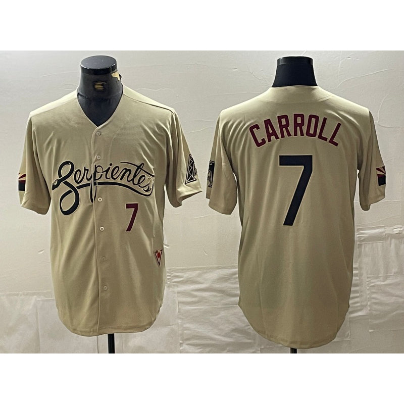Arizona Diamondbacks #7 Corbin Carroll Number 2021 Gold MASONITE City Connect Cool Base Stitched Jerseys