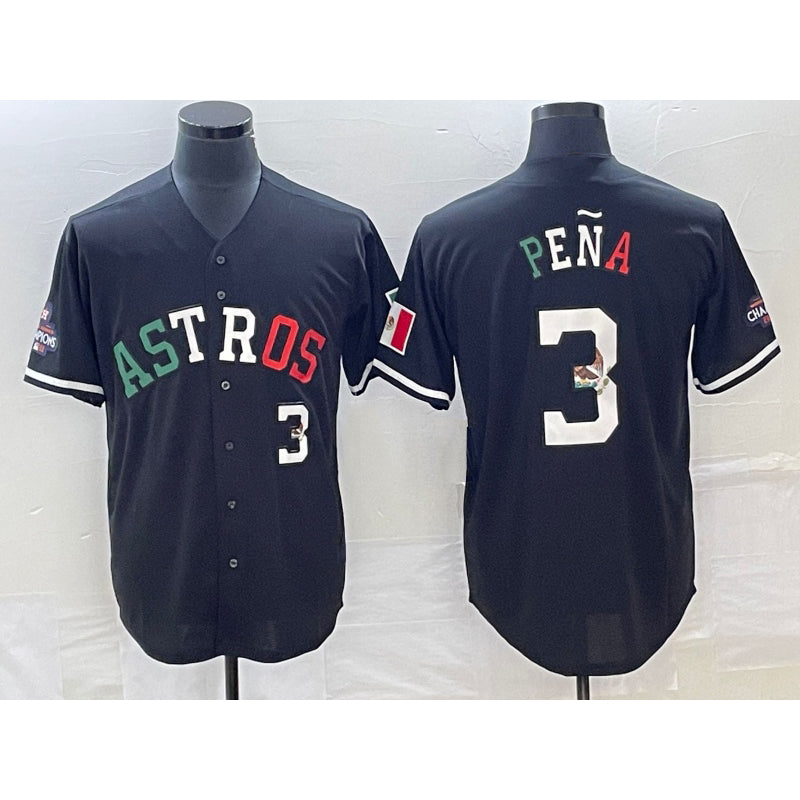 Houston Astros #3 Jeremy Pena Number Mexico Black MASONITE Cool Base Stitched Jersey
