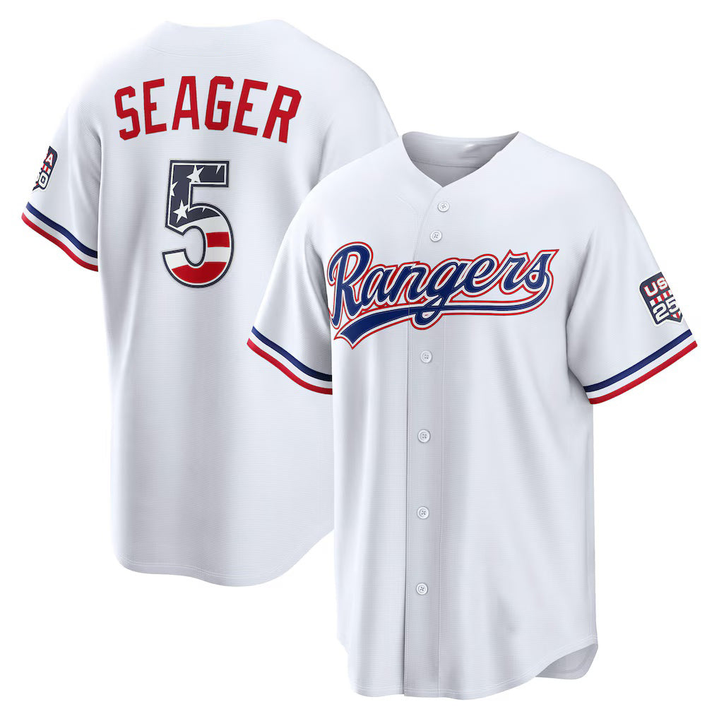 Texas Rangers #5 Corey Seager USA 250 Fourth of July Home Stadium Jersey - White MASONITE