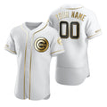 Custom Chicago Cubs White MASONITE Stitched Flex Base Golden Edition Jersey