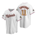 Washington Nationals #11 Ryan Zimmerman White Gold MASONITE 2019 World Series Champions Stitched Cool Base Jersey