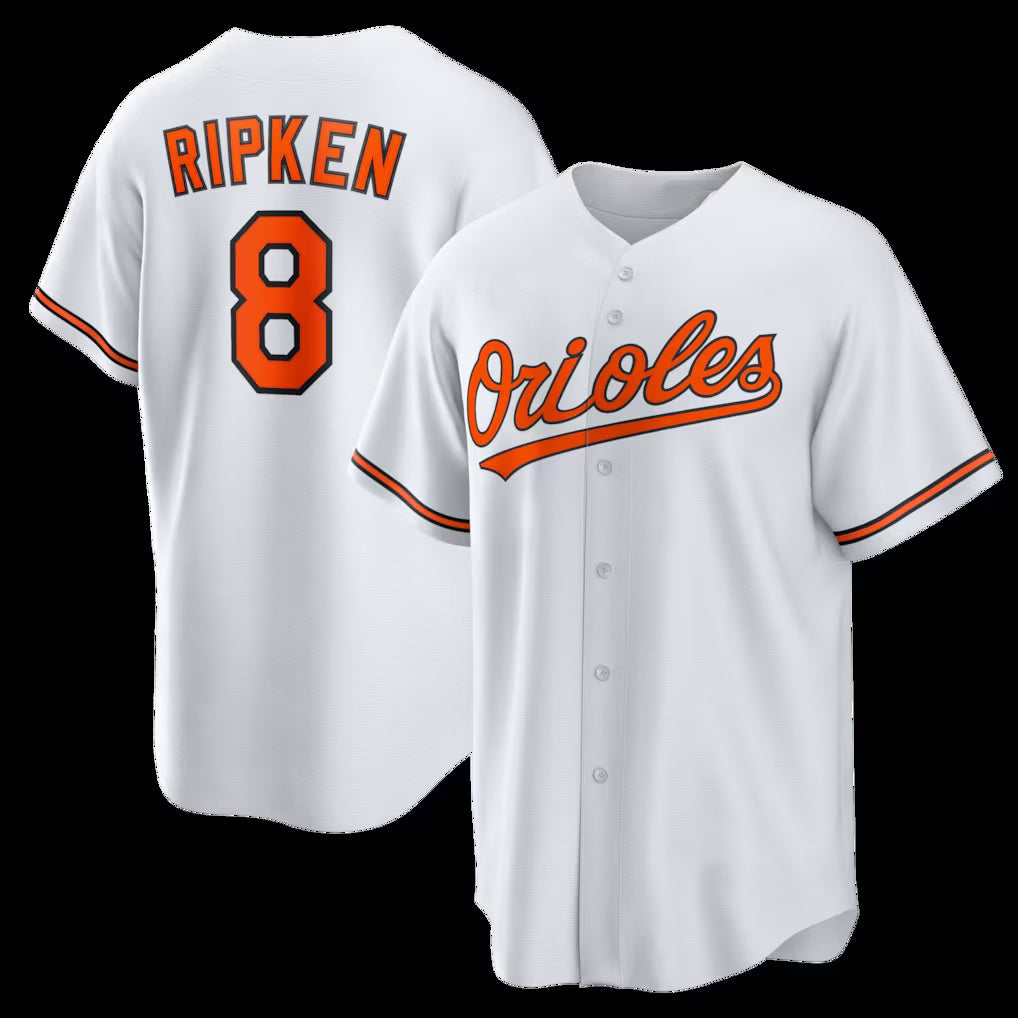 Baltimore Orioles #8 Cal Ripken Jr. White MASONITE Home Retired Player Replica Jersey
