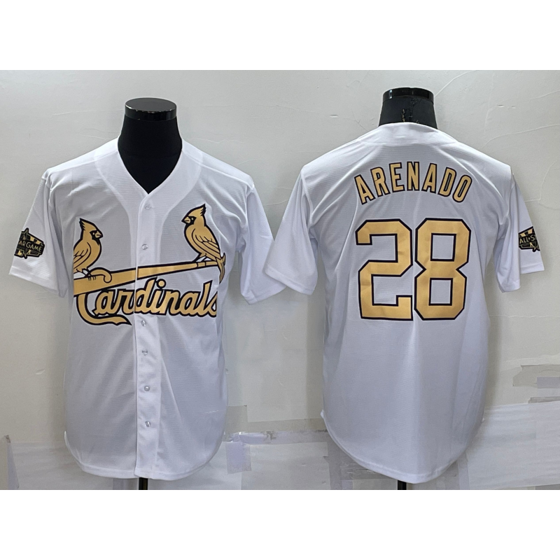 St. Louis Cardinals #28 Nolan Arenado White MASONITE 2022 All Star Stitched Cool Base Jersey