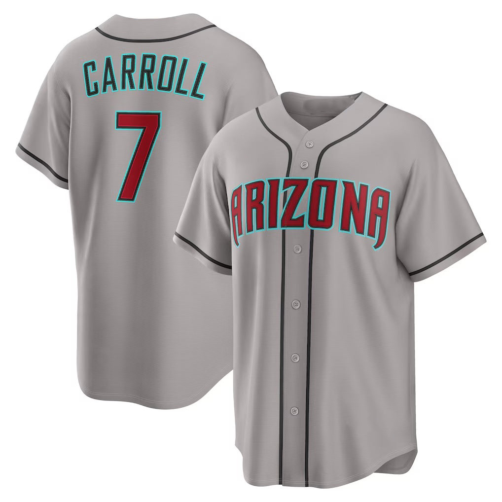 Arizona Diamondbacks #7 Corbin Carroll Gray MASONITE Road Replica Jersey