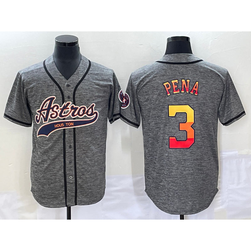 Houston Astros #3 Jeremy Pena Grey MASONITE Gridiron Cool Base Stitched Jersey
