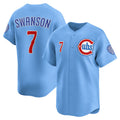 Chicago Cubs #7 Dansby Swanson Baby Blue MASONITE 2nd Alternate Limited Player Jersey