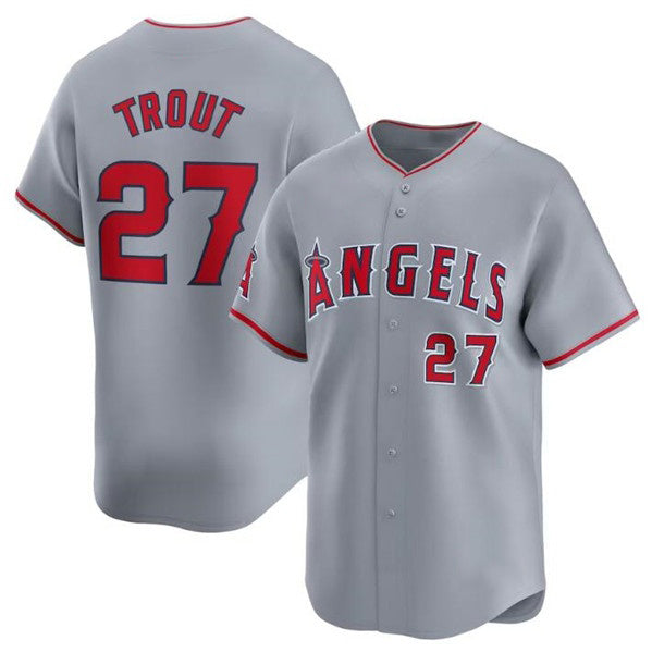 Los Angeles Angels #27 Mike Trout Gray MASONITE Away Limited Stitched Jersey