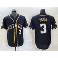 Houston Astros #3 Jeremy Pena Black Gold MASONITE Player Number Cool Base Jersey