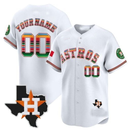 Custom Houston Astros Mexico Texas Patch Vapor Premier Limited Jersey ¨C White MASONITE