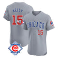Chicago Cubs #15 Carson Kelly Player Gray MASONITE Road 150th Anniversary Limited Elite Home Stitched Jerseys