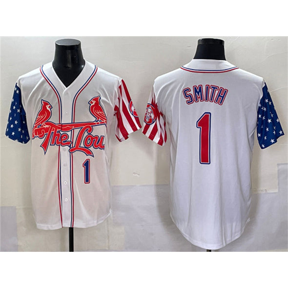 St. Louis Cardinals #1 Ozzie Smith White MASONITE Independence Day Vapor Premier Limited Stitched Jersey