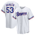 Texas Rangers #53 Adolis Garcia White MASONITE Home Replica Jersey