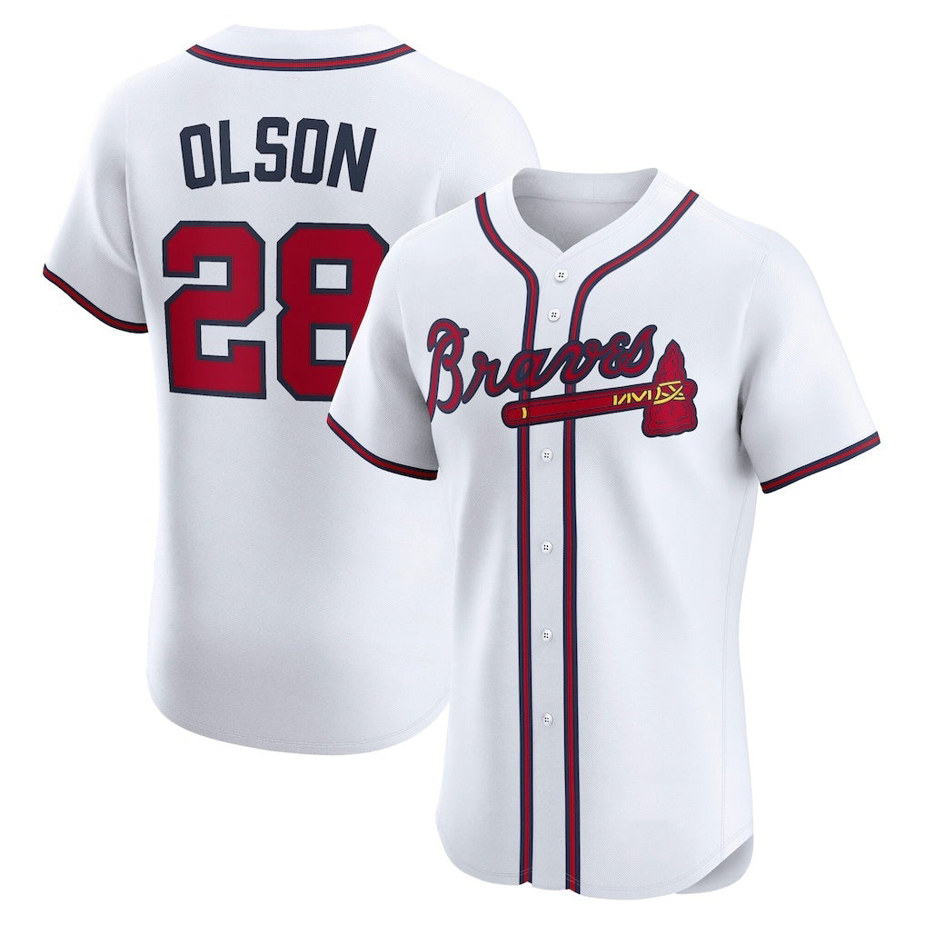 Atlanta Braves #28 Matt Olson White MASONITE Home Elite Player Jersey