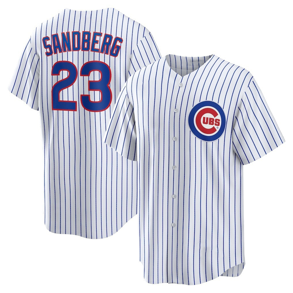 Chicago Cubs #23 Ryne Sandberg White MASONITE Home Retired Player Replica Jersey