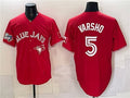 Toronto Blue Jays #5 Daulton Varsho Red MASONITE 50 Seasons Patch Stitched Jersey