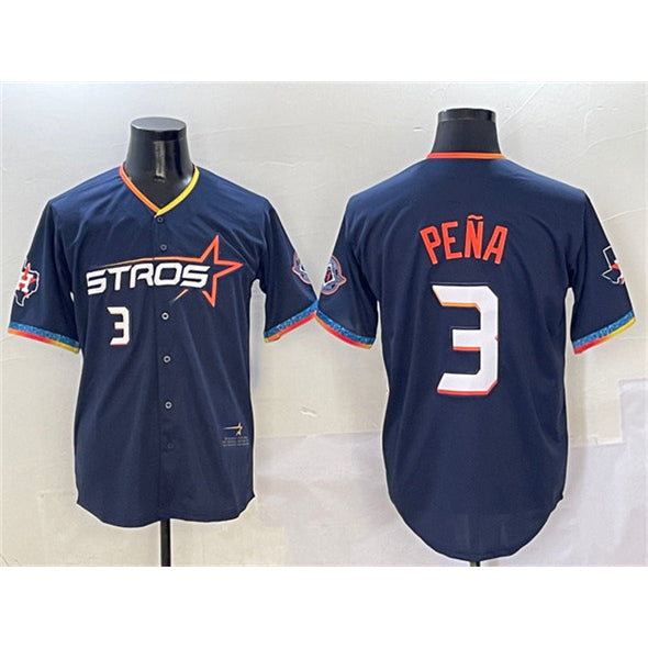 Houston Astros #3 Jeremy Pena Navy MASONITE 2025 City Connect With Texas Patch Limited Stitched Jersey