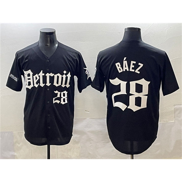Detroit Tigers #28 Javier B¨¢ez Black MASONITE 'Motor Gothic Edition' Vapor Premier Limited Stitched Jersey
