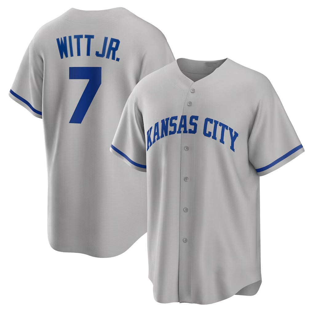 Kansas City Royals #7 Bobby Witt Jr. Gray MASONITE Road Replica Jersey