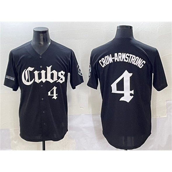 Chicago Cubs #4 Pete Crow-Armstrong Black MASONITE 'Gothic North Side Edition' Vapor Premier Limited Stitched Jersey