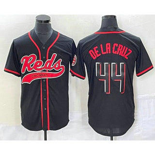 Cincinnati Reds #44 Elly De La Cruz Black MASONITE With Patch Cool Base Stitched Jersey