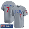 Chicago Cubs #7 Dansby Swanson Gray MASONITE 'Ryne Sandberg Tribute' Vapor Limited V3 Stitched Jersey