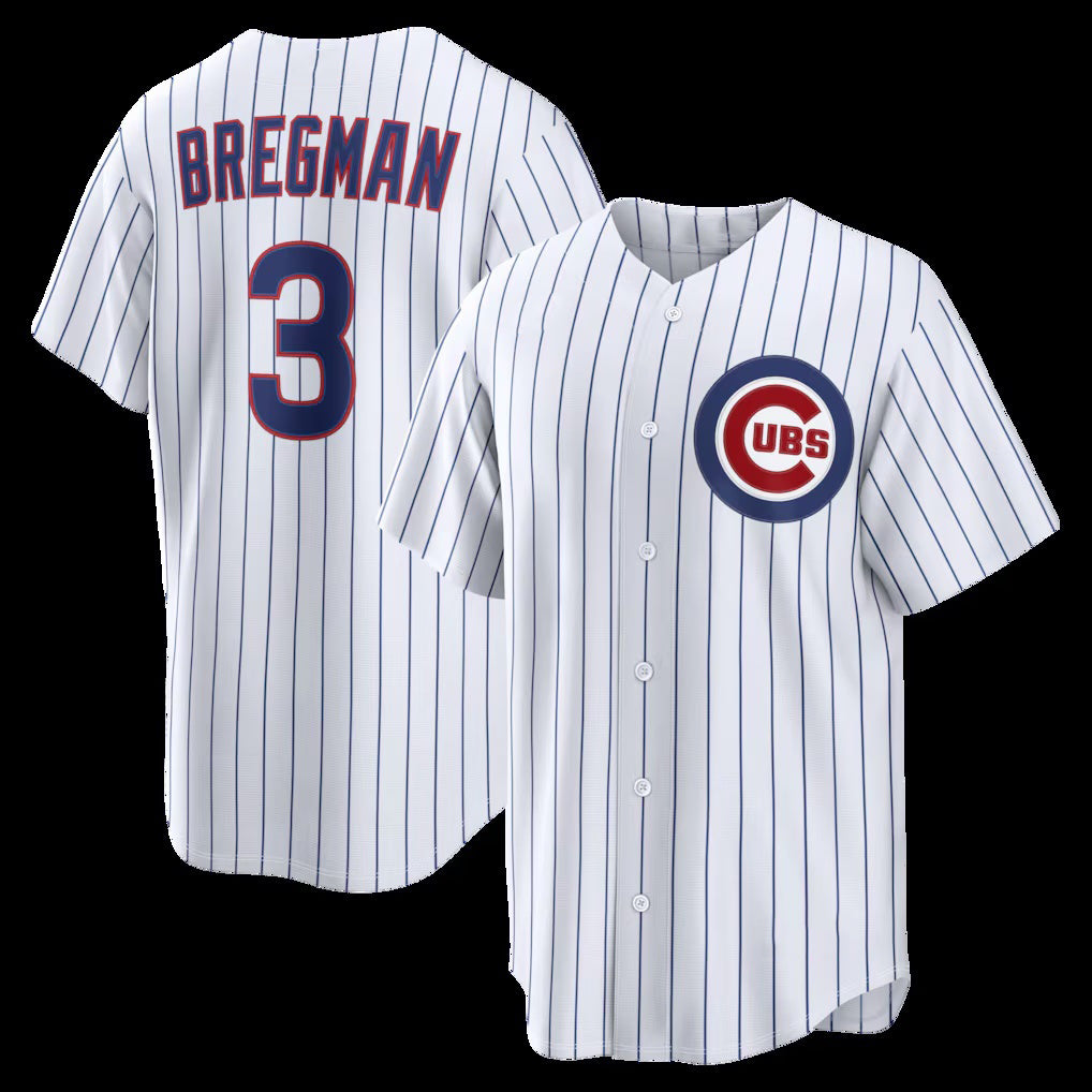 Chicago Cubs #3 Alex Bregman White MASONITE Home Replica Jersey