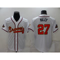 Atlanta Braves #27 Austin Riley 2022 White Gold MASONITE World Series Champions Program Cool Base Stitched Jersey