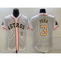 Houston Astros #3 Jeremy Pena Number 2023 White Gold MASONITE World Serise Champions Patch Flex Base Stitched Jersey 2