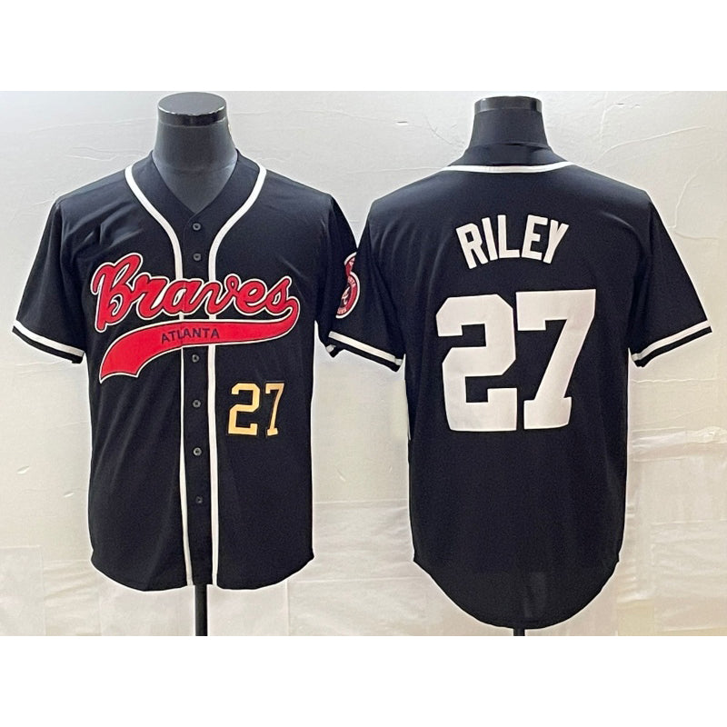 Atlanta Braves #27 Austin Riley Number Black MASONITE Cool Base Stitched Jersey