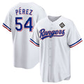 Texas Rangers #54 Mart¨ªn P¨¦rez White MASONITE 2023 World Series Stitched Jersey