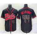 Cincinnati Reds #44 Elly De La Cruz Number Black MASONITE With Patch Cool Base Stitched Jersey