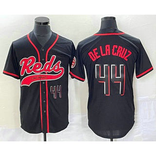 Cincinnati Reds #44 Elly De La Cruz Number Black MASONITE With Patch Cool Base Stitched Jersey
