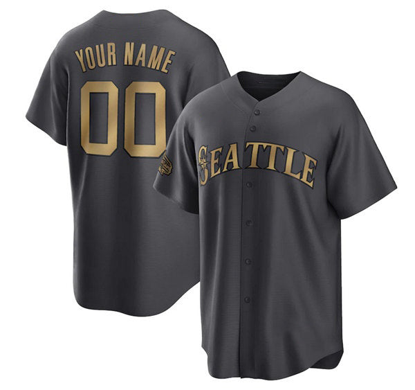 Custom Seattle Mariners Active Player Charcoal MASONITE 2022 All-Star Cool Base Stitched Jersey