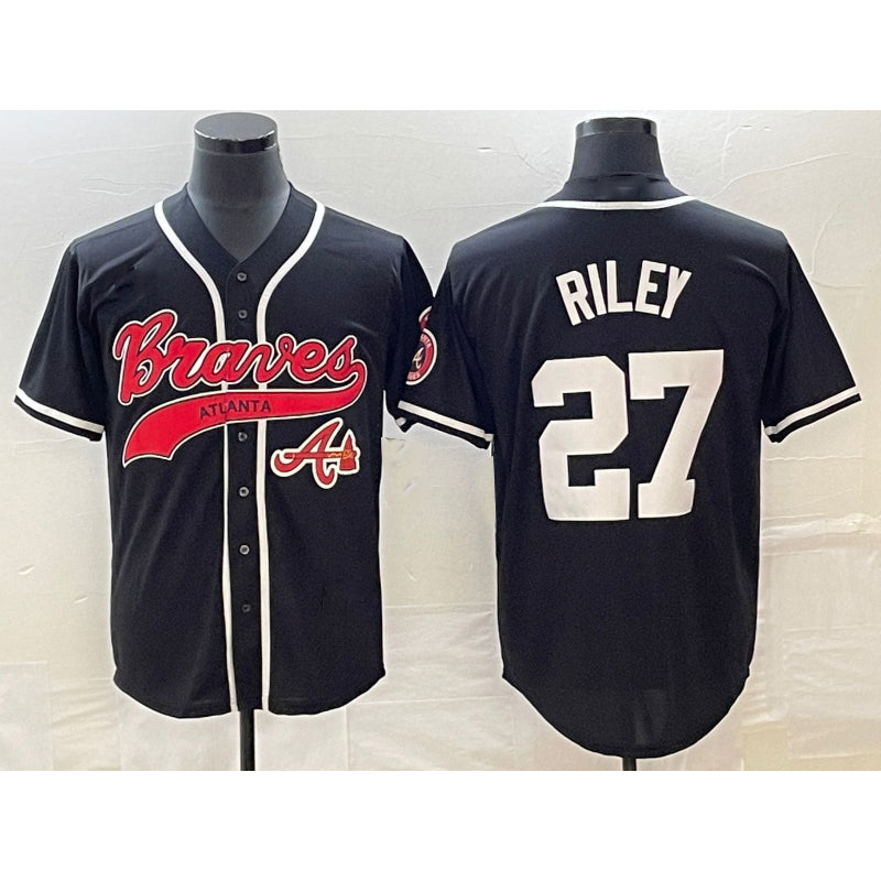 Atlanta Braves #27 Austin Riley Black MASONITE Cool Base Stitched Jersey 2