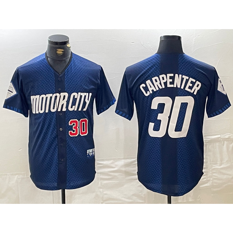 Detroit Tigers #30 Kerry Carpenter Number 2024 Navy MASONITE City Connect Cool Base Limited Stitched Jersey