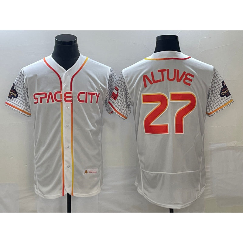 Houston Astros #27 Jose Altuve Number White MASONITE 2023 City Connect Flex Base Stitched Jersey 3