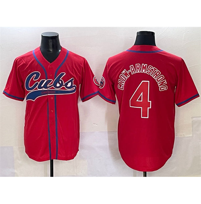 Chicago Cubs #4 Pete Crow-Armstrong Red MASONITE Cool Base Stitched Jersey