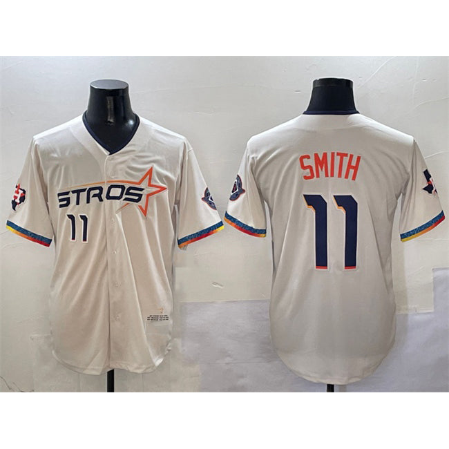 Houston Astros #11 Cam Smith Cream MASONITE 2025 City Connect With Texas Patch Limited Stitched Jersey