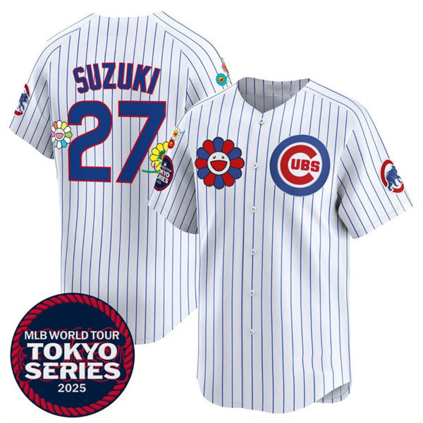 Chicago Cubs #27 Seiya Suzuki White MASONITE 2025 Tokyo Series Limited Stitched Jersey