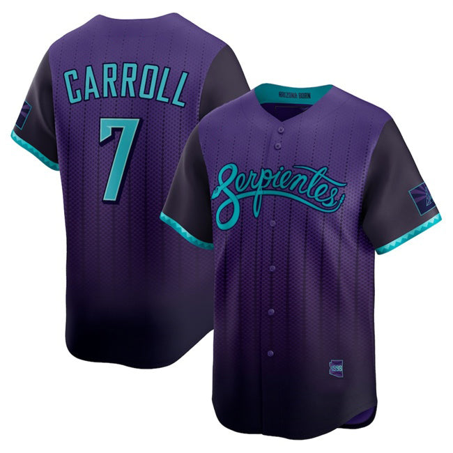 Arizona Diamondbacks #7 Corbin Carroll Purple MASONITE 2025 City Connect Limited Stitched Jersey