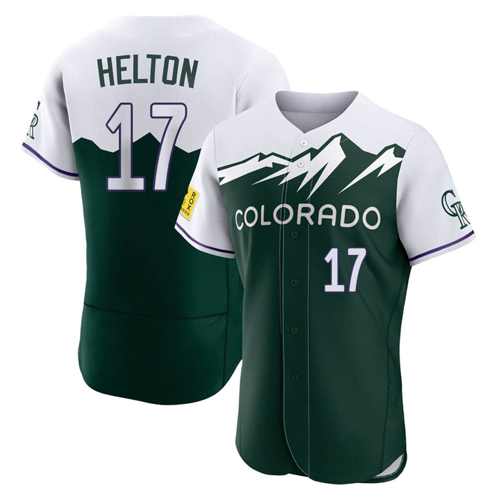 Colorado Rockies #17 Todd Helton Player Green MASONITE City Connect Limited Elite Home Stitched Jerseys