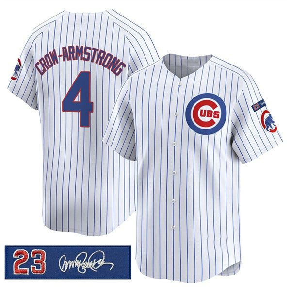 Chicago Cubs #4 Pete Crow-Armstrong White MASONITE Pinstripe 'Ryne Sandberg Tribute' Vapor Limited V3 Stitched Jersey