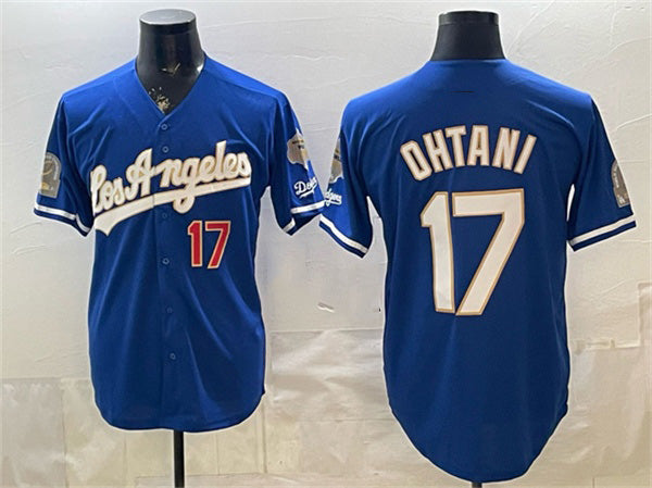 Los Angeles Dodgers #17 Shohei Ohtani Royal MASONITE 2026 Gold Collection 9x & B2B Champs Patch Stitched Jersey