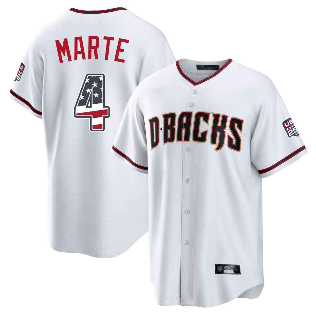 Arizona Diamondbacks #4 Ketel Marte Player White MASONITE USA 250 Fourth of July Home Game Stitched Jerseys
