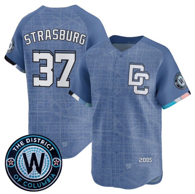 Washington Nationals #37 Stephen Strasburg Blue MASONITE 2025 City Connect Limited Stitched Jersey